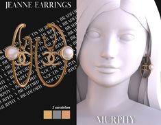 a white mannequin head with earrings on it's face and an advertisement for jewelry