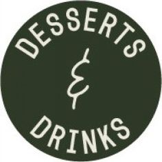 the logo for desserts and drinks, which is green with white lettering on it