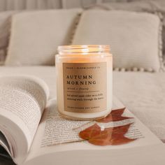 Autumn Morning | Fall Book Lover Candle, Dark Academia Gift, Literary Candle, Bookish Aesthetic Gift, Book Inspired Soy Candle Fall Candle Photography, Fall Candles Aesthetic, Hot Spiced Apple Cider, Autumn Candles, Apple Fragrance, Candle Autumn, Literary Candles, Aesthetic Candle, Candles Dark