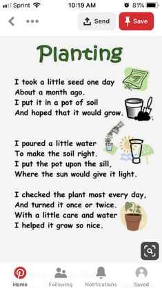 a poster with words describing the benefits of planting