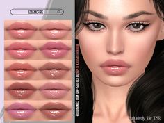 an image of a woman's lips with different shades and makeup looks for the camera