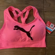 Hot Pink Sports Bra Sports Racerback Bra, Pink Sports Bra With Stretch, Pink Fitted Gym Bra, Sportswear Bra With Medium Bust Support, Casual Workout Bra With Light Support, Casual Light Support Bra For Workout, Pink Racerback Gym Bra, Pink Racerback Bra For Gym, Pink Sports Bra For Athleisure