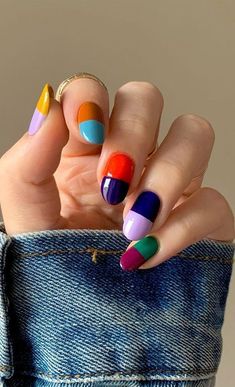 Cute Summer Nails, Round Nails, Nails Polish, Dope Nails, Colour Block, Nail Trends, Swag Nails