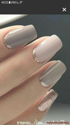 Ombre Nail Diy, Elegant Nail Designs, Fantasy Nails, Easy Nails, Rose Gold Nails, Image Ideas, Elegant Nails, Accent Nails, Fancy Nails