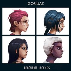 four different types of female avatars with the name gorilaz league of legends