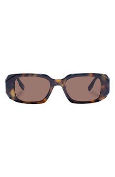 A slim rectangular silhouette adds a retro aesthetic to everyday sunnies with full-coverage UV protection. 49mm lens width; 16mm bridge width; 140mm temple length 100% UV protection Recycled polycarbonate Imported Classic Tortoiseshell Rectangular Sunglasses, Rectangular Sunglasses, Retro Aesthetic, Uv Protection, Sunnies, Nordstrom, Sunglasses