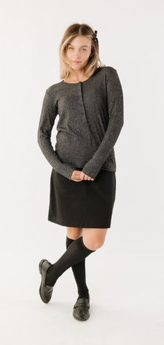 Classic henley perfect for layering under jackets and blazers #wardrobestaple #layering #winteroutfitinspo #winteroutfits #stylishworkoutfits #longsleevetops Womens Henley