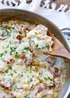 a casserole dish with meat and cheese