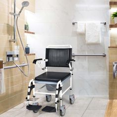 This commode wheelchair can be used as a safe and comfortable shower chair, private commode chair, portable normal chair, and convenient wheelchair, satisfying your different needs. Thanks to the commode bucket with a lid and a carrying handle, the chair can be used anywhere as a standalone commode, and you can also detach the bucket using it directly over a toilet. Made of durable PVC material and anti-rust aluminum, the chair is waterproof and anti-skid, so you can sit on it to enjoy your bath Shower Wheelchair, Mobile Toilet, Bedside Commode, Accessible House, Toilet Chair, Bath Chair, Transport Wheelchair, Commode Chair, Shower Combo