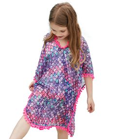 PRICES MAY VARY. SKIN-FRIENDLY MATERIAL: Beach cover ups for girls made of 100% viscose, Lightweight and breathable, soft and quick-dry. Making kids more comfortable and parents more at ease. PRETTY DESIGN: Bat sleeves and V-neck design, decorated with pompom tassels on both sides. Swimsuit cover ups for girls is Loose and easy to wear. Children can move freely and are not easy to trip over. SUITABLE AGE: The girls bathing suit is suitable for 7-10 years old girls (our 10 years old girl model is Girls Beach Cover Up, Swimwear Coverup, Girls Swim, Bat Sleeves, Wrap Swimsuit, Coverup Swimsuit, Cover Up Beach, Coverup Beach, Beach Swimwear