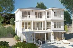 this is an artist's rendering of a two story house with large balconies