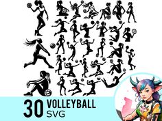 30 volleyball svg silhouettes