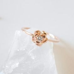 14K Two Tone Diamond Rose Ring Diamond Rose Ring Rose - Etsy Vietnam Rose Gold Flower Ring With Rose Design, Rose Gold Flower Ring For Promise, Rose Gold Flower Promise Ring, Rose Gold Flower Design Promise Ring, Rose Gold Flower Proposal Ring, Jewelry Fancy, Jewelry Flower, Floral Jewelry, Rose Ring