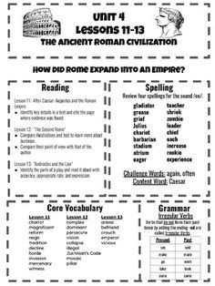 the ancient roman civilization worksheet is shown in black and white, with text on it