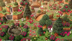 an animated garden with lots of flowers and trees