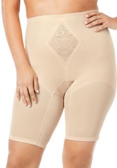 This shaping bottom smooths over your curves while giving you the perfect comfort contour on your lower tummy, hips and thighs. Sitting slightly above the waist for ample coverage, an interlock diamond panel provides tummy and thigh contour. Layered inner liner4 concealed removable metal gartersNylon/spandex, domesticHand wash Women's shapewear in even waist sizes 30-58"See Size Chart Tab Due to Rago's size scale, we suggest sizing up for the most comfortable fit. | Plus Size Women's Firm Contro Posture Bra, Control Shapewear, Thigh Slimmer, Flatten Tummy, Panty Girdle, Shapewear Tops, Girdles, Waist Trainer Corset, Swimsuits For All