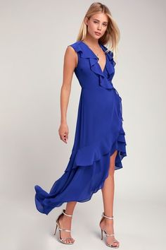 Beautiful Blue Cocktail Dresses at the Best Prices | Latest Styles of Blue Formal Dresses and Sexy Short Numbers Jolly Sailor Bold, Slate Blue Dresses, 1940s Party, Holiday Cocktail Dress, Blue Dresses For Women, Cute Cocktail Dresses, Cute Blue Dresses, Cocktail Dress Holiday, Ruffle Wrap Dress