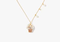 Carnival Popcorn Pendant | Kate Spade New York Luxury Kate Spade Necklaces For Women, Carnival Popcorn, Cute Popcorn, Winter Carnival, Kate Spade New York, Popcorn, Faux Pearl, Carnival, Holiday Season