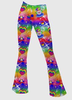 Clown Party Flare Bottoms - In Control Clothing Colorful Oc, Kawaii Clown, Clown Outfits, Clowncore Aesthetic, Hot Takes, Harajuku Decora, Clothing Kawaii, Funny Clown, Plus Size Kawaii