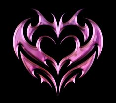 a heart shaped object with pink and black swirls in the shape of hearts on a black background