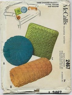 an old sewing pattern for pillows and cushions