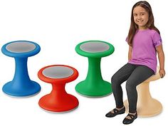 This alternative to traditional seating gives kids a full range of movement�and the stability they need to wobble without tipping over! Each of our chairs features a comfortable contoured seat and a rounded, no-slip rubber base�plus, the durable plastic chairs' unique design helps strengthen core muscles while encouraging proper posture. There are even built-in handles under the seats that make the chairs super-easy to pick up and move anywhere in the classroom! Classroom Seats, Chairs Unique, Strengthen Core Muscles, Mobile Desk, Plastic Chairs, Lakeshore Learning, Slp Ideas, Strengthen Core, Proper Posture