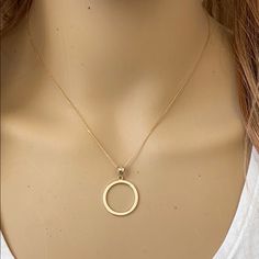 10k Solid Gold Eternity Circle Of Life Pendant Necklace Item No.: Ba94 Metal Type: 10k Solid Yellow Gold (Also Available In 14k Solid Gold) Metal Color: Yellow Gold. (Also Available In White Gold And Rose Gold) Pendant Only Weight: 1.1 Grams With Chain Weight: 2.1 - 2.3 Grams (Vary From Chain) Pendant Height With Bail: 1.1" Pendant Width: 0.77" Ring Diameter : 19.4 Mm. Chain Available In 16", 18", 20", 22" Note: Made In Usa. Please Allow 10-15 Days To Be Shipped Shine Jewelry, Rose Gold Pendant, Circle Of Life, Chain Pendant, Metal Color, Solid Yellow, Chain Pendants, Gold Pendant, Womens Jewelry Necklace