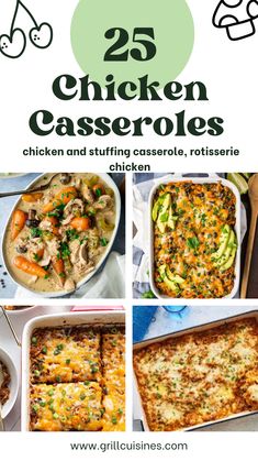 25 chicken casseroles with the title overlay