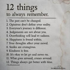 a sign that is on the side of a wall saying 12 things to always remember