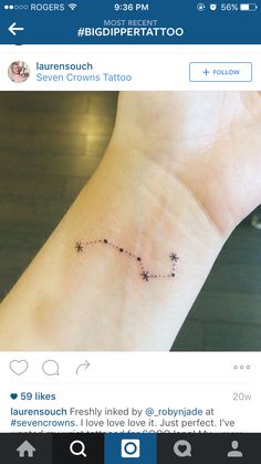 a small star tattoo on the wrist that says,'i love you so much '