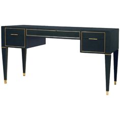 a black and gold desk with two drawers