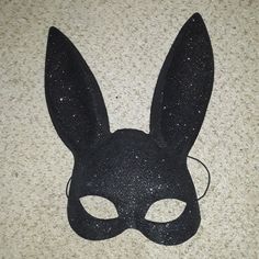 New Glitter Masquerade Bunny Mask, Halloween Mask, Nwt, Still In Bag, Halloween Costume. Black Halloween Party Costume Accessories, Bunny Mask Halloween, Playboy Bunny Costume, Rhinestone Face Mask, Missoni Scarf, Chanel Glasses, Mascaras Halloween, Bunny Mask, Mask Template