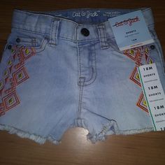 Nwt Cat&Jack Short Super Stretch Embroidery Shorts 78% Cotton 20% Recycled Polyester 2% Spandex New With Tag Same Day Next Day Shipping Smoke-Free Pet-Free Home Size 18 M Cat & Jack, Kids Bottoms, Kids Shop, Embroidery, Color