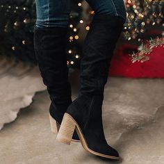 Mid Heel Boots, Ladies Boots, Zipper Heels, Heels High, Womens Chunky Heels, Trendy Fashion Outfits, Women Boots, Vestido Casual, Winter Boots Women