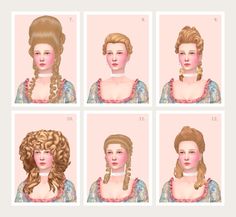 six different hairstyles for women with long hair and braids, all in various styles