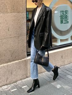 Long Skirt Ootd, Ootd Leather Jacket, Fashion Fall Outfits, Blazer Jeans, Looks Street Style, Fashion Fall, Autumn Outfit, Outfit Inspo Fall