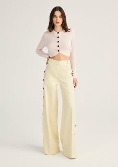 Carter Wide Leg Button Detail Trouser | Derek Lam 10 Crosby Bra Alternatives, The Carter, Denim Essentials, Derek Lam 10 Crosby, Scarf Sale, Wedding Attire Guest, Derek Lam, Sweater Sale, Wide Legs