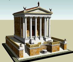 an architectural model of a greek temple