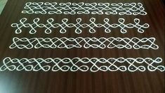 some white string work on a wooden table