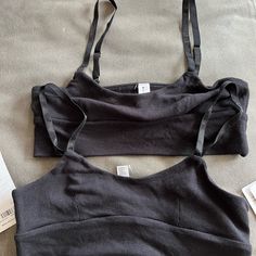 Two For The Price Of One. Two Xs Nwt Black Sports/Sleeping Bras. Black Tank Top With Built-in Bra For Loungewear, Black Tops With Built-in Bra For Training, Casual Tank Strap Sports Bra For Loungewear, Casual Sports Bra With Tank Straps For Loungewear, Casual Sports Bra For Loungewear With Tank Straps, Black Cotton Tops With Built-in Bra, Athleisure Tank Straps Loungewear Activewear, Fitted Sportswear Tank Top For Loungewear, Fitted Activewear With Tank Straps For Loungewear