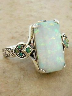 Vintage White Opal Ancient Silver Ring | zolucky Opal Diamond Ring, Colored Stone Rings, Antique Silver Rings, Fire Opal Ring, Jewelry Wedding Rings, Diamond Anniversary Rings, Styl Boho, Opal Ring, Opal Jewelry