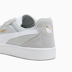 PUMA Astro Play Men's Sneakers, Flat Light Gray-PUMA White, extralarge Fenty X Puma, White Puma, Sneakers Puma, Black Puma, Low Boots, Sneaker Games, White Flats, Sleek, Leather Upper