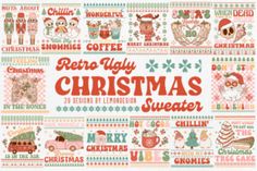 the retro ugly christmas sweater cross stitch pattern