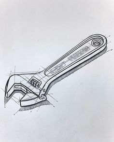 a pencil drawing of a swiss army knife