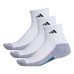 Have it all with adidas socks. These men's performance socks are a must-have for your active lifestyle. 3-pack climaLite technology wicks away moisture, keeping feet dry and comfortable. Cushioned footbed Arch compressionFIT & SIZING Quarter-cut design Fits shoe sizes: 6-12FABRIC & CARE Polyester, natural Latex rubber, spandex Machine wash Imported Color: White. Gender: male. Age Group: adult. Pattern: Solid. Sporty Adidas Socks For Sports, Adidas Sporty Socks For Sports, Adidas Breathable White Socks, Fade-resistant Athleisure Running Socks, Fade-resistant Athleisure Sports Socks, Affordable Adidas Sports Socks, Adidas Sporty Socks With Logo, Sporty Adidas Socks, Adidas White Breathable Socks