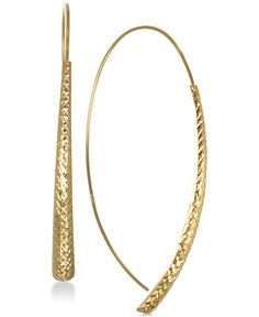 Keep it fun but sophisticated in these shimmering textured crossover drop earrings fashioned in 10k gold. Approximate drop: 2". Elegant Hammered Oval Hoop Earrings, Elegant Oval Hammered Hoop Earrings, Elegant 14k Gold Hammered Hoop Earrings, Macy's Elegant Yellow Gold Hoop Earrings, Elegant Macy's Yellow Gold Hoop Earrings, Mens Gift Sets, Luxury Gifts, Eyeshadow Makeup, Gold Gold