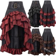 Steampunk Dress Victorian, Middle Ages Dress, Gaun Ruffle, Gaun Abad Pertengahan, Steampunk Skirt, Steampunk Dress, Women Costume, Gothic Skirts, Fest Outfits