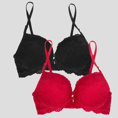 Hey bombshell, this is our most extreme push-up bra. The Smart&Sexy Add 2 Cup Sizes Push-Up Bras are designed with molded push-up padding to add two full cup sizes instantly! Double bump technology lifts you upward and inward adding volume and cleavage to your silhouette. This bra sculpts and highlights your new-found cleavage with its sexy plunge neckline, perfect under your favorite low-cut tops. 2 pack includes two extreme push-up bras. Adds 2 cup sizes instantly! This bombshell bra with mold Cheap Push-up Intimates With Straps, Cheap Multicolor Push-up Bra, Summer Push-up Bra At Affordable Price, Luxury Low-cut Bra For Party, Extreme Pushup Bra, Luxury Partially Lined Push-up Bra, Push Up Bras For Dresses, Cheap Black Low-cut Bra, Low Cut Top