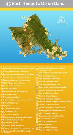 a map with the top ten things to do on oahuu