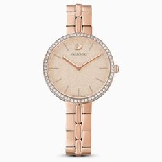 Cosmopolitan Watch, Metal bracelet, Pink, Rose-gold tone PVD | Swarovski.com Swarovski Watch, Watches Rose Gold, Swiss Made Watches, Stil Elegant, Rose Gold Watches, Metal Bracelet, Two Tone Watch, Rose Gold Watch, Pink Bracelet